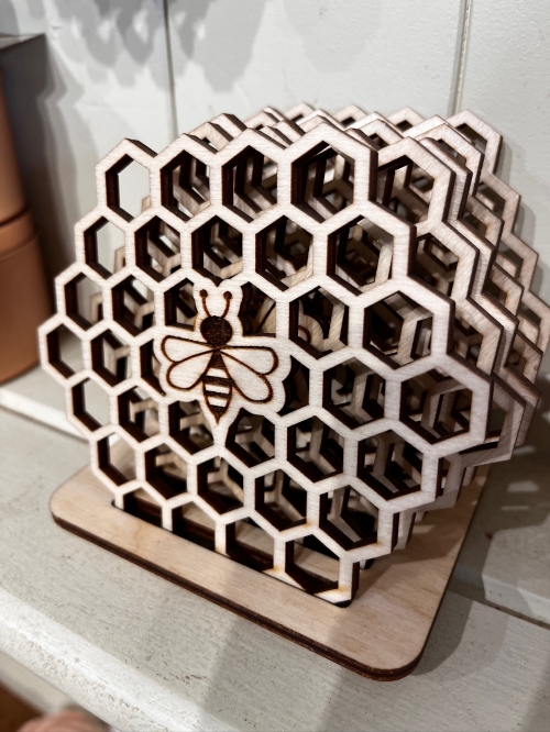 Hexagonal Wooden Bee Coasters