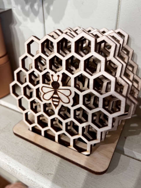 Hexagonal Wooden Bee Coasters